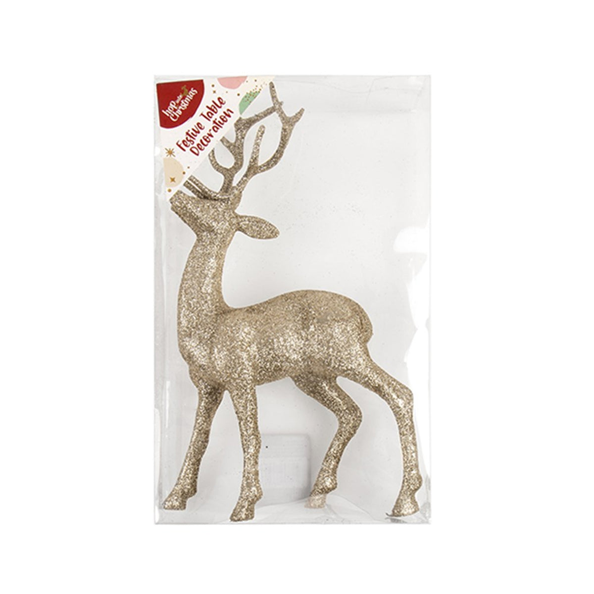 Decoration Xmas Table Tinsel Reindeer Champagne