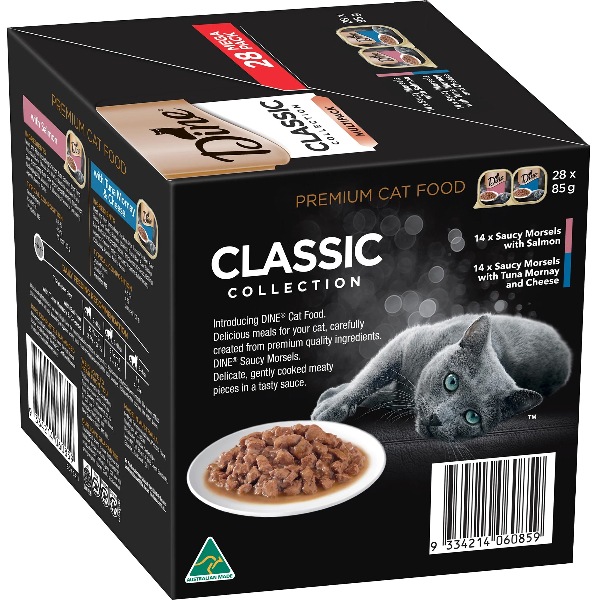 Dine Classic Salmon & Tuna Mornay with Cheese in Gravy Wet Cat Food 28 x 85g