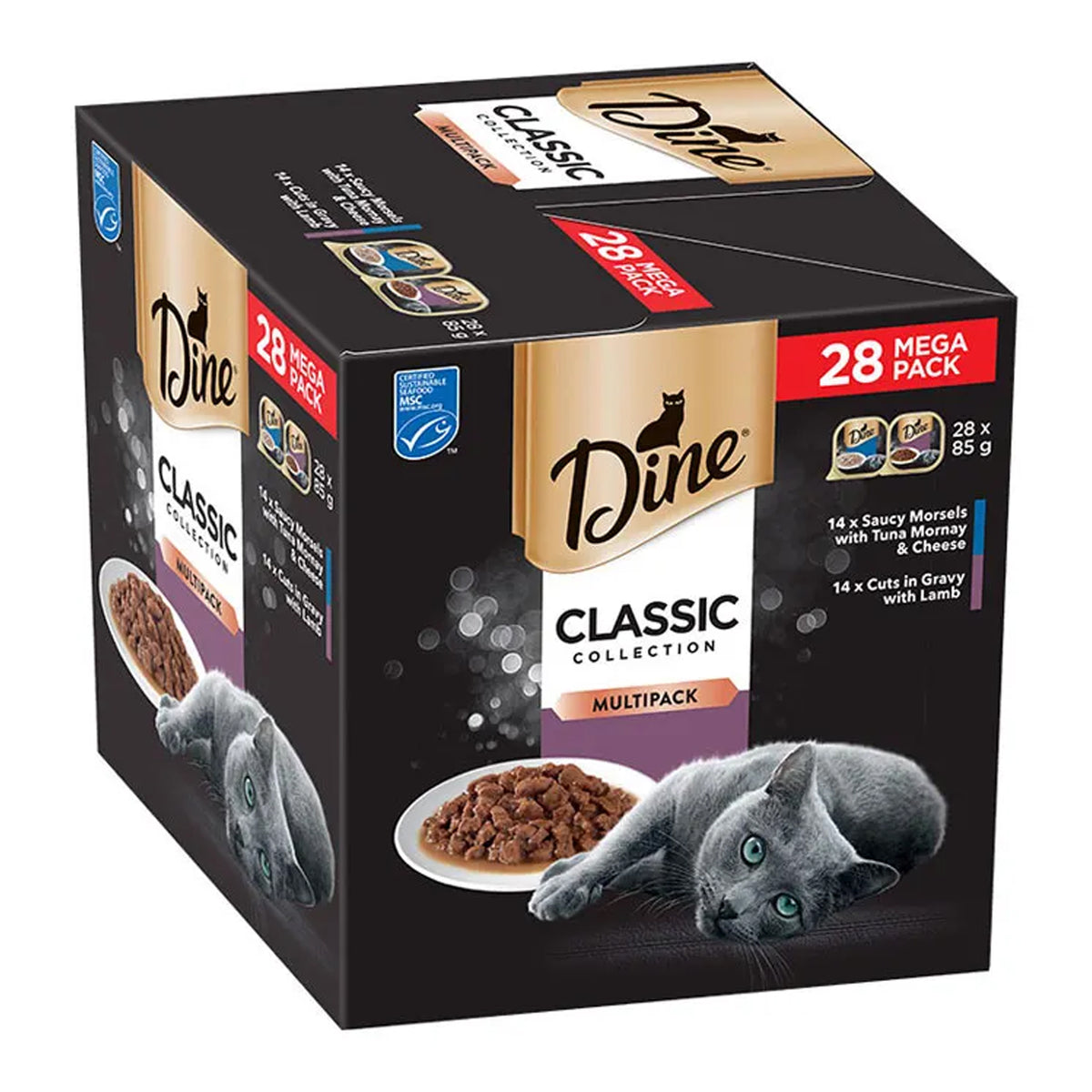 Dine Lamb Tuna Morney W Cheese Multi-Variety Cat Wet Food 28pk