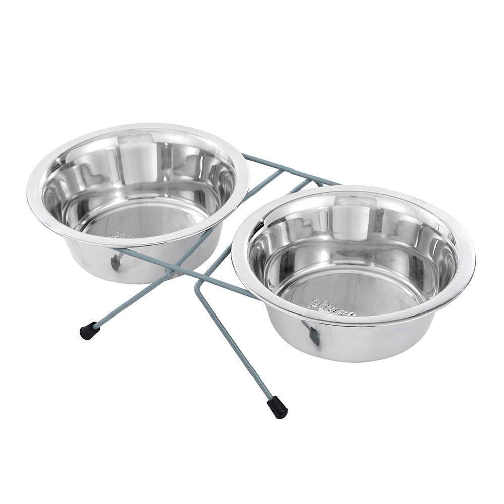 Double Stainless Steel Pet Bowl with Stand – 350ml / 750ml