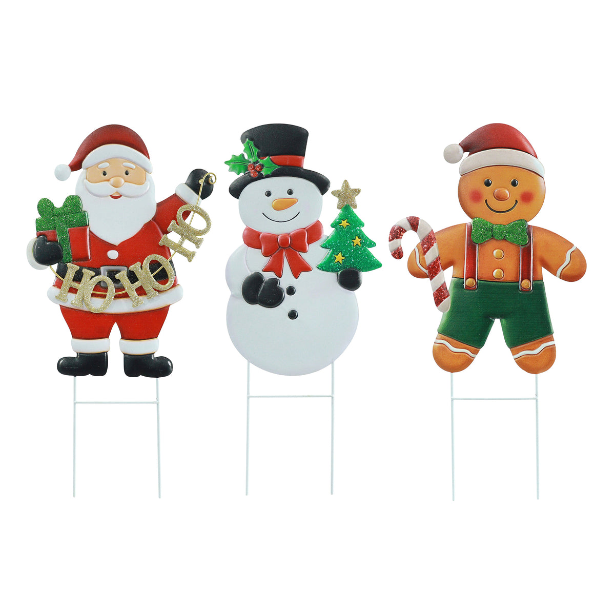 Festive Metal Yard Stake 47cm Assorted