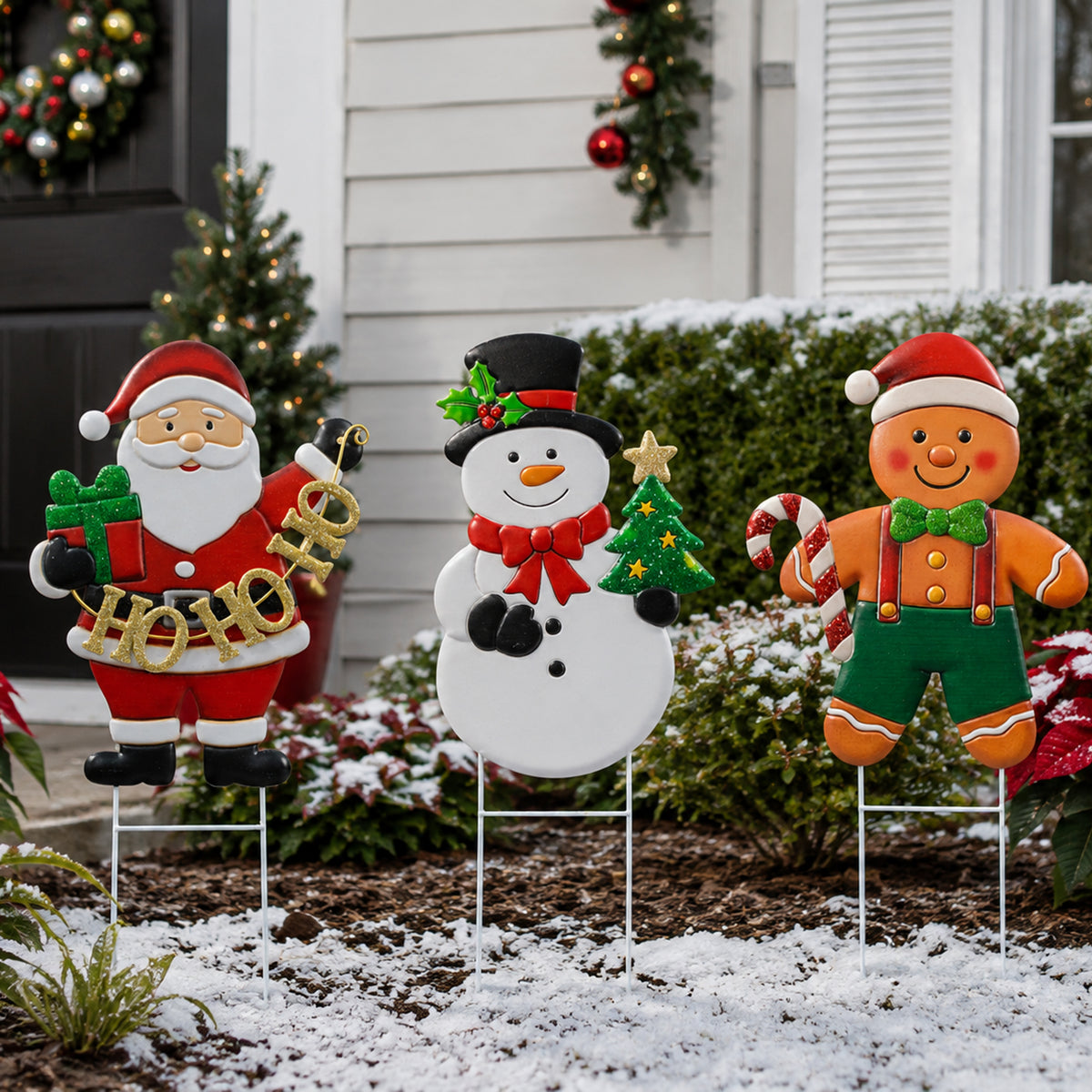 Festive Metal Yard Stake 47cm Assorted