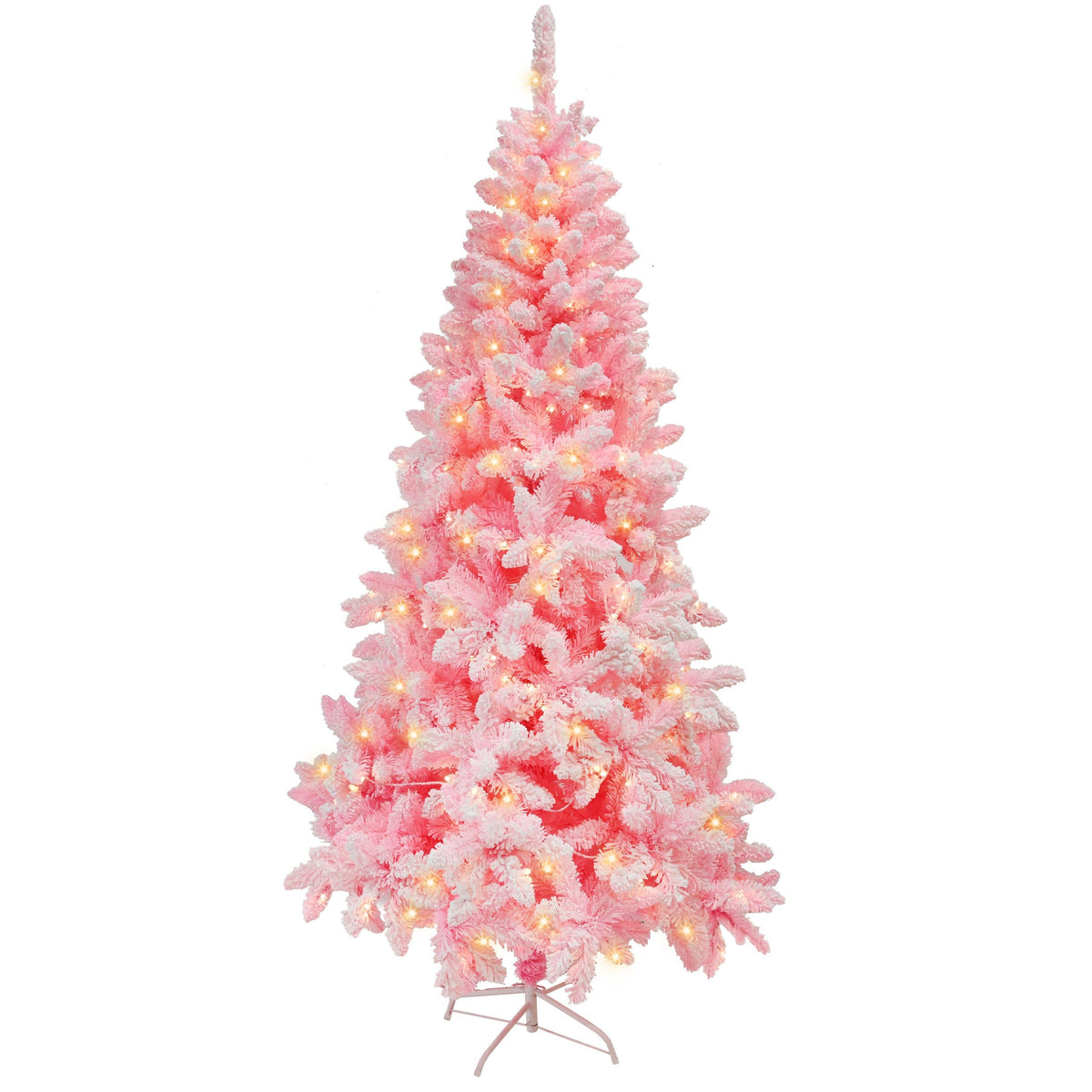 Flocked Tree 210cm Pre-Lit - Pink