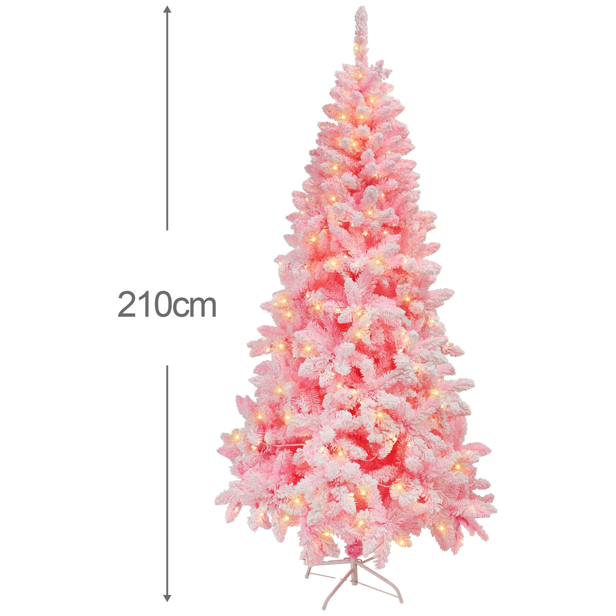 Flocked Tree 210cm Pre-Lit - Pink