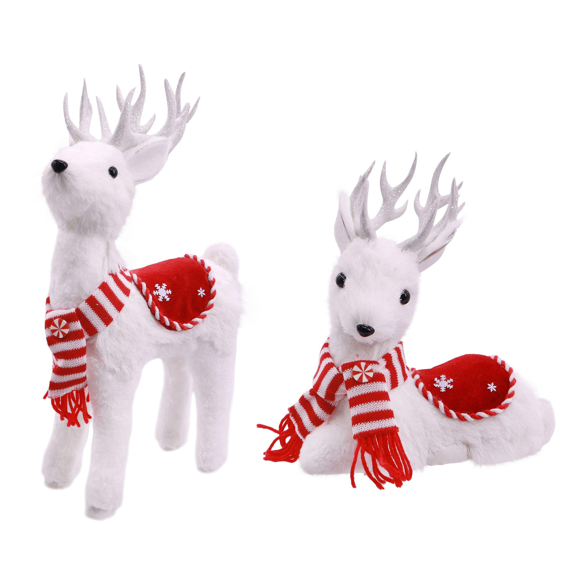Flocked Reindeer with Scarf Assorted