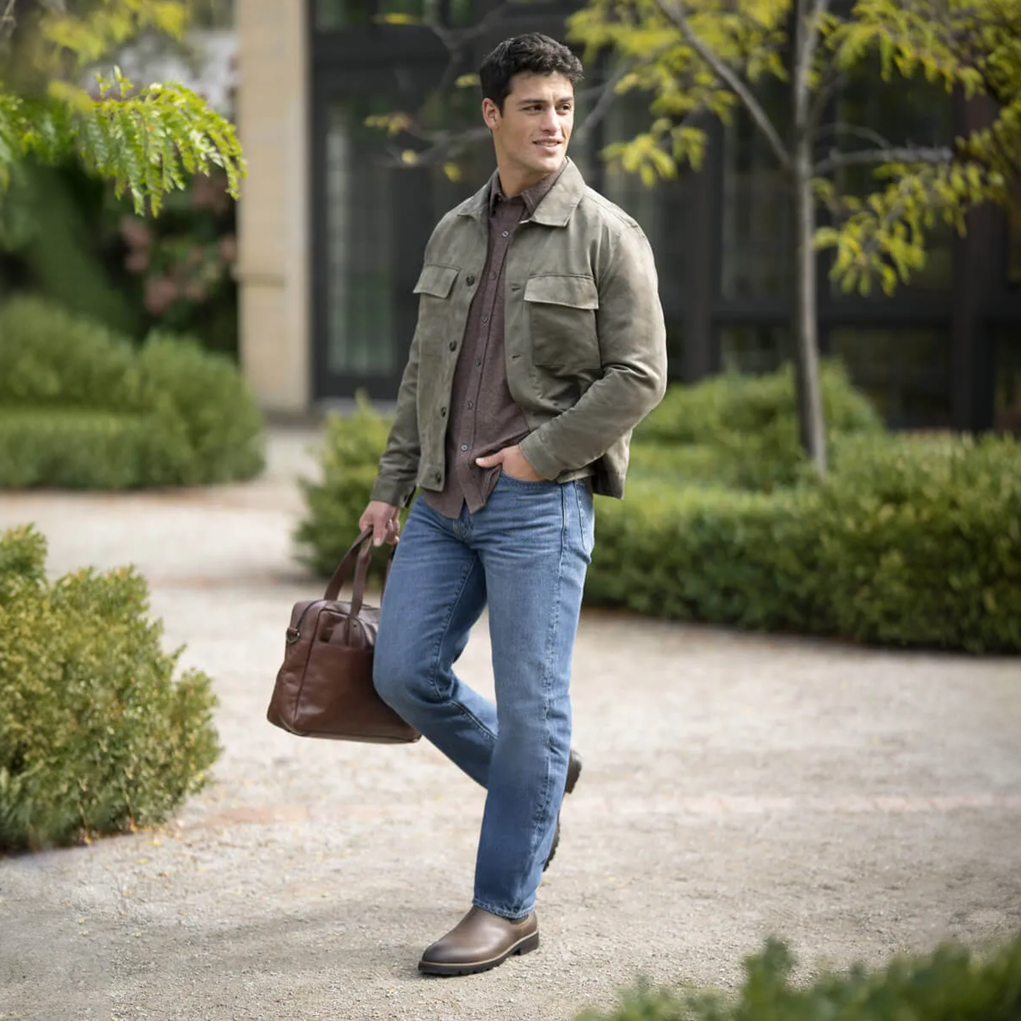 Florsheim Renegade Chelsea Plain Toe Gore Boot Brown Crazy Horse