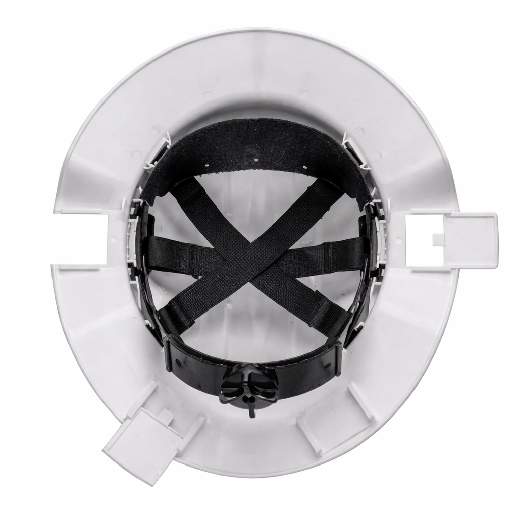 Frontier Tuffgard Broad Brim Vented Hard Hat With Ratchet Harness White