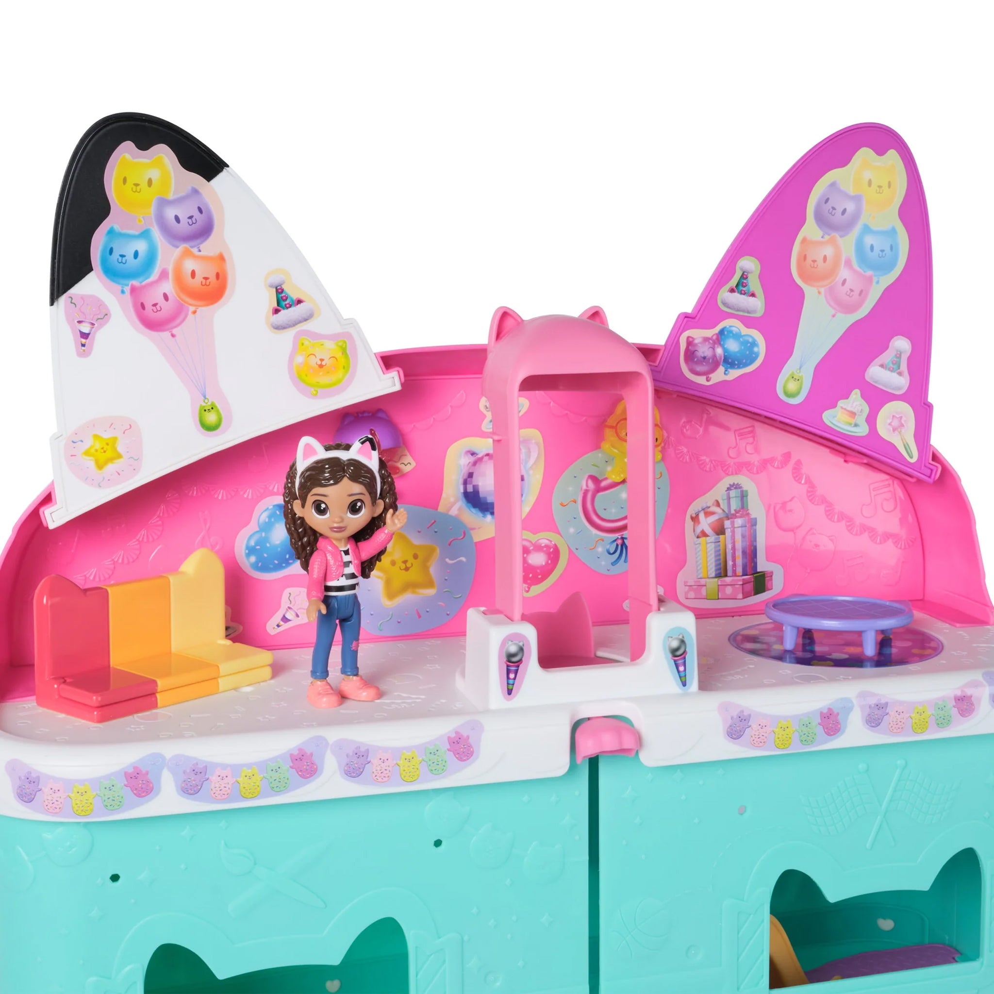 Toy playset with a character figure and colorful design on a white background