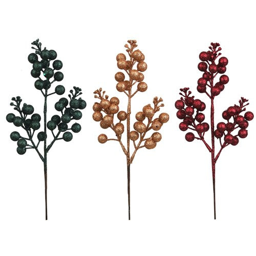 Glitter Berry Pick Rosegold, Burgundy, Forest Green Assorted