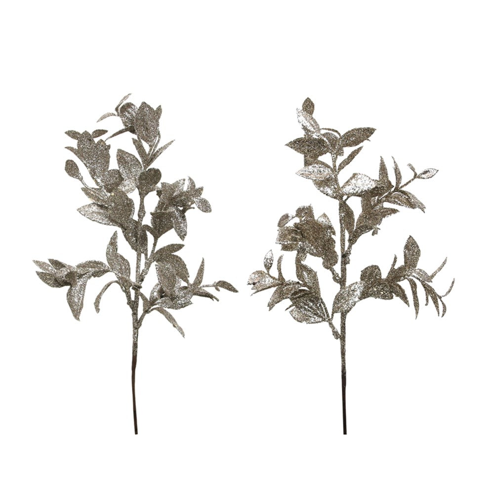 Glitter Leaf Stem Champagne, Platinum