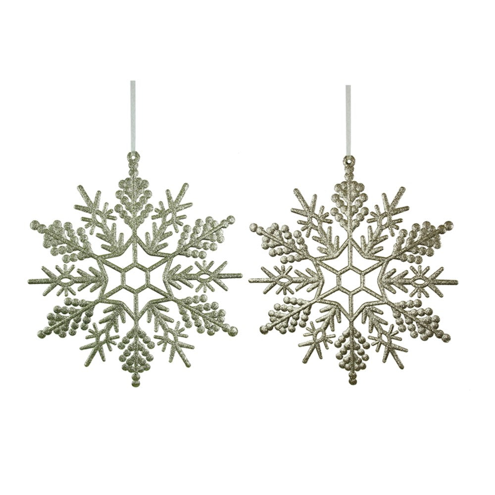 Glitter Snowflake Platinum and Champagne Assorted