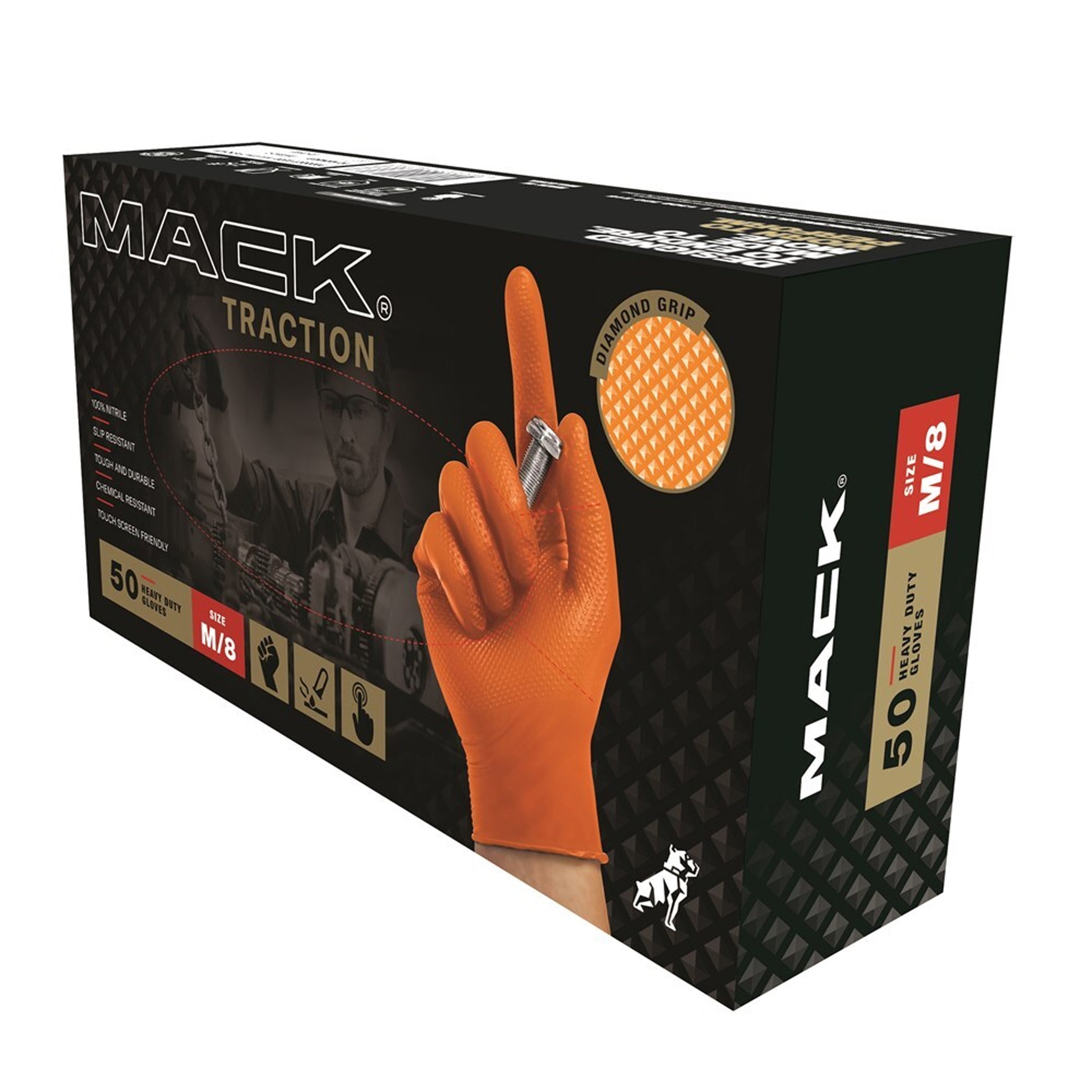 Glove Mack Traction Nitrile Disposable Powder Free