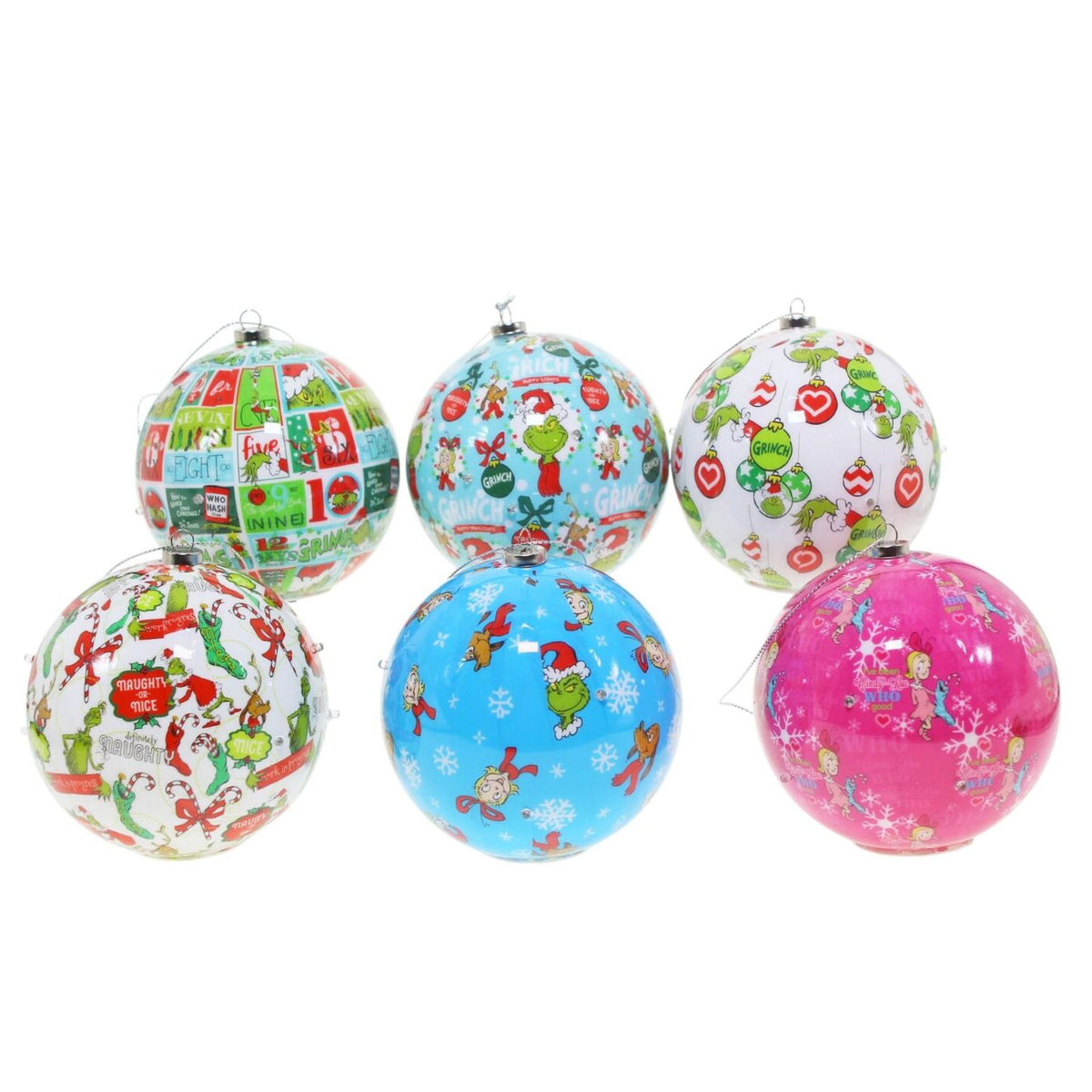 Grinch Pattern Light Up Baubles