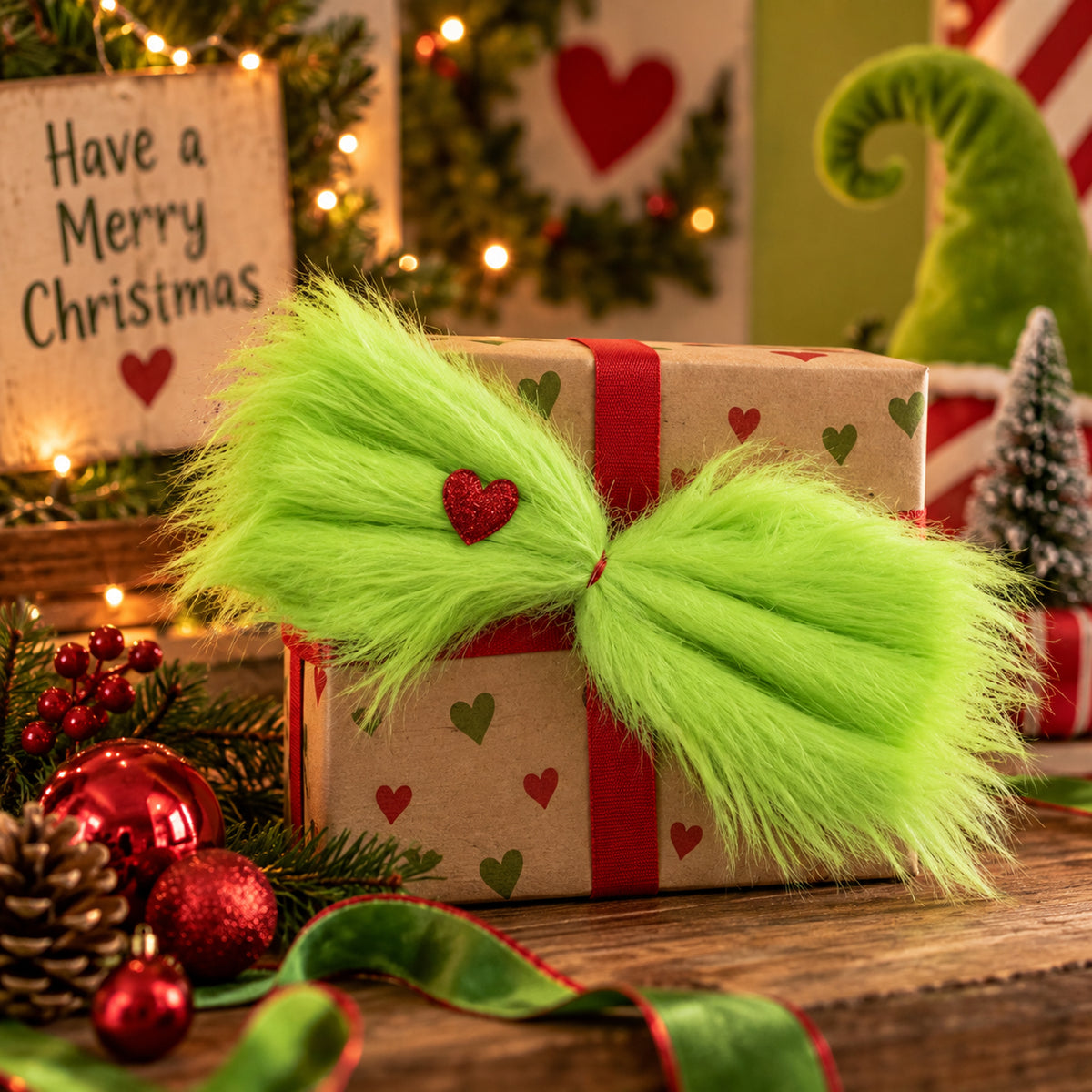 Grumble Christmas Fluffy Decorative Bow 20 x 35cm
