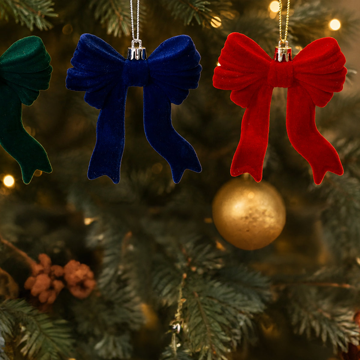 Hanging Flocked Bow Assorted