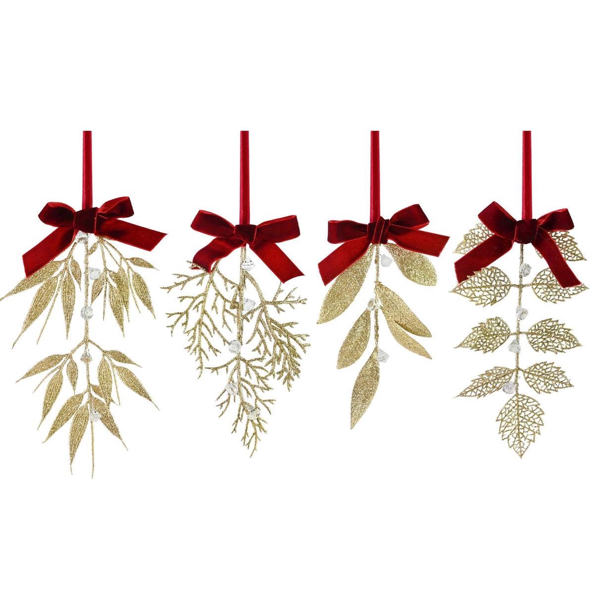 Hanging Gold Leaf Velvet Bow Assorted
