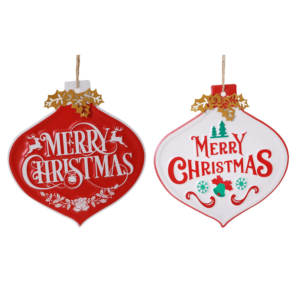 Hanging Metal Bauble Plaque Assorted
