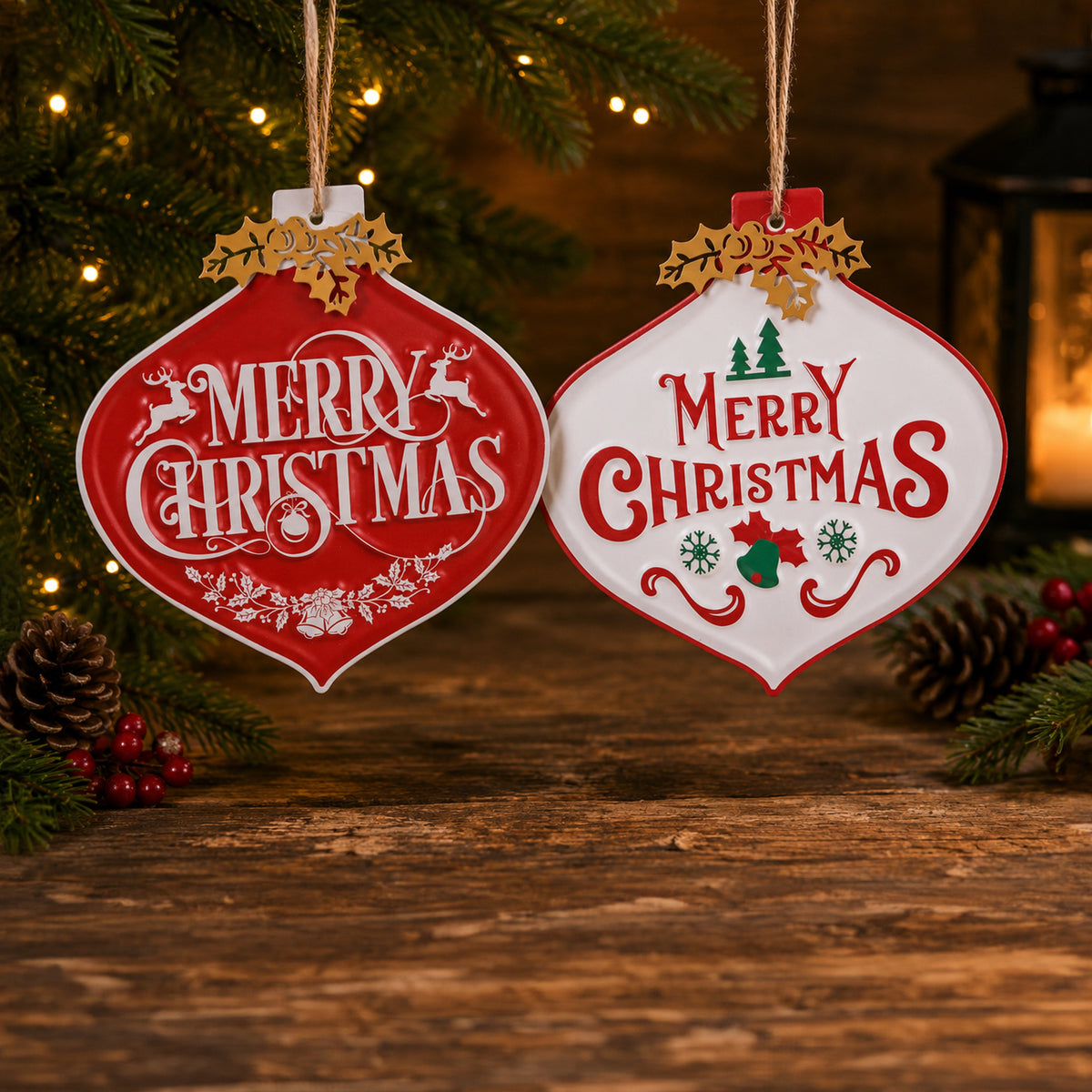 Hanging Metal Bauble Plaque Assorted