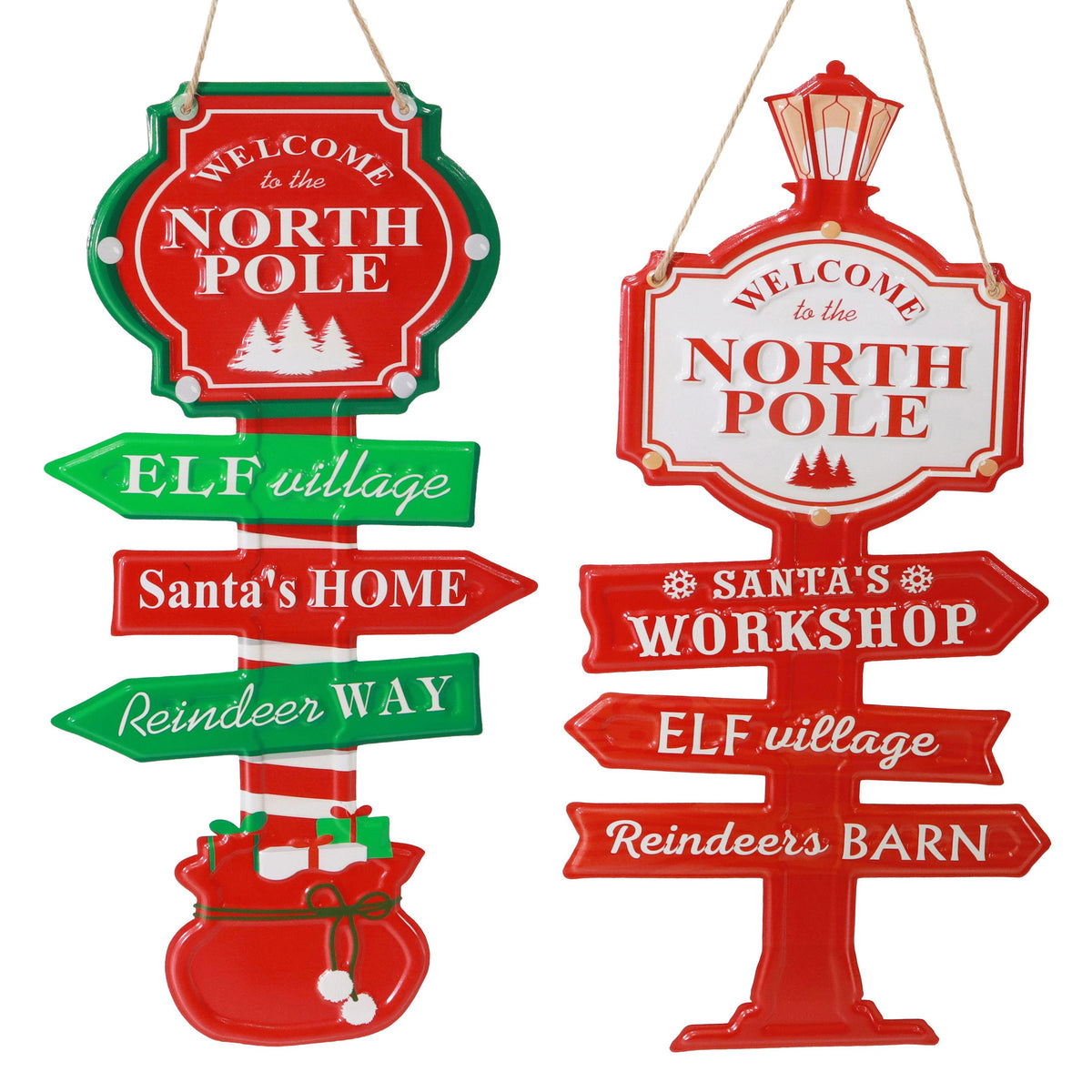 Hanging Metal North Pole Sign Assorted
