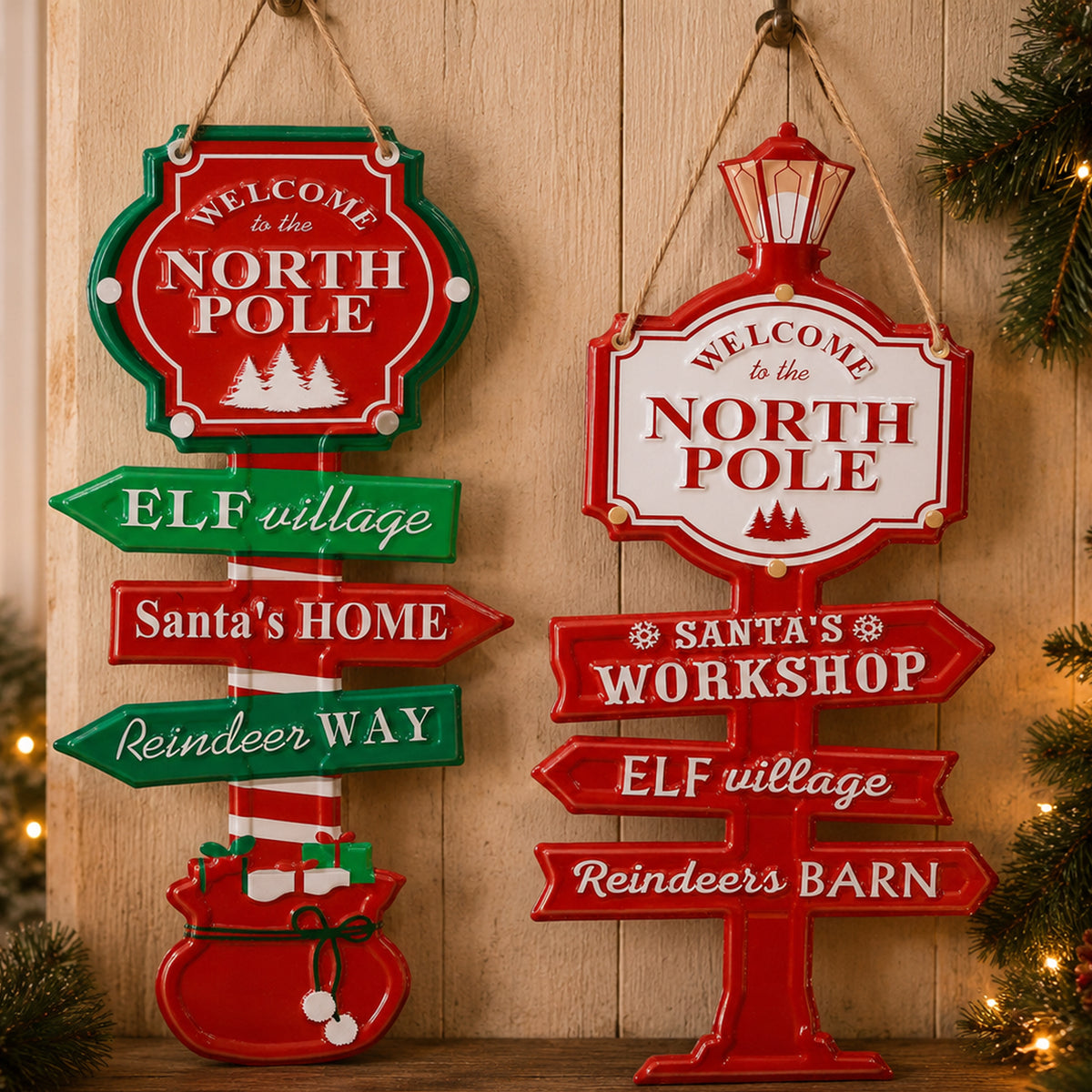 Hanging Metal North Pole Sign Assorted