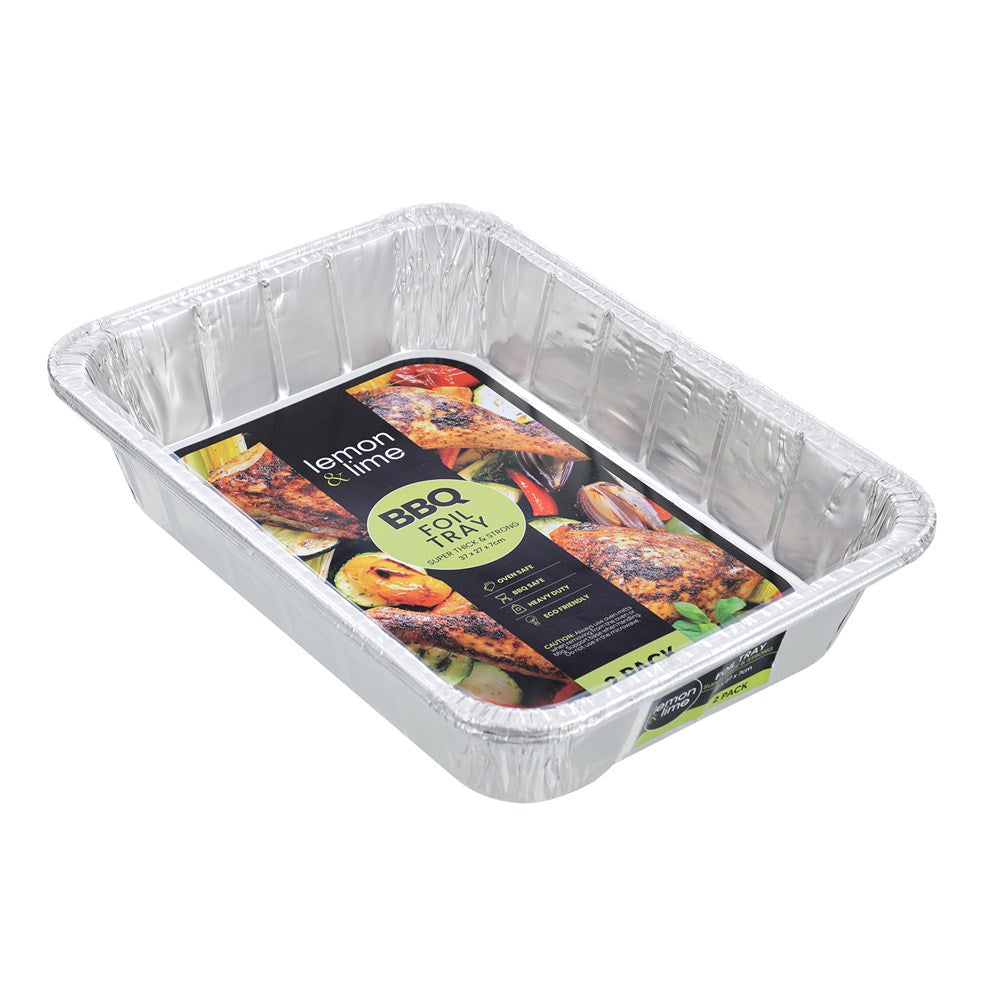 Heavy Duty Rectangle Foil Tray – 37 × 27 × 7cm (2 Pack)
