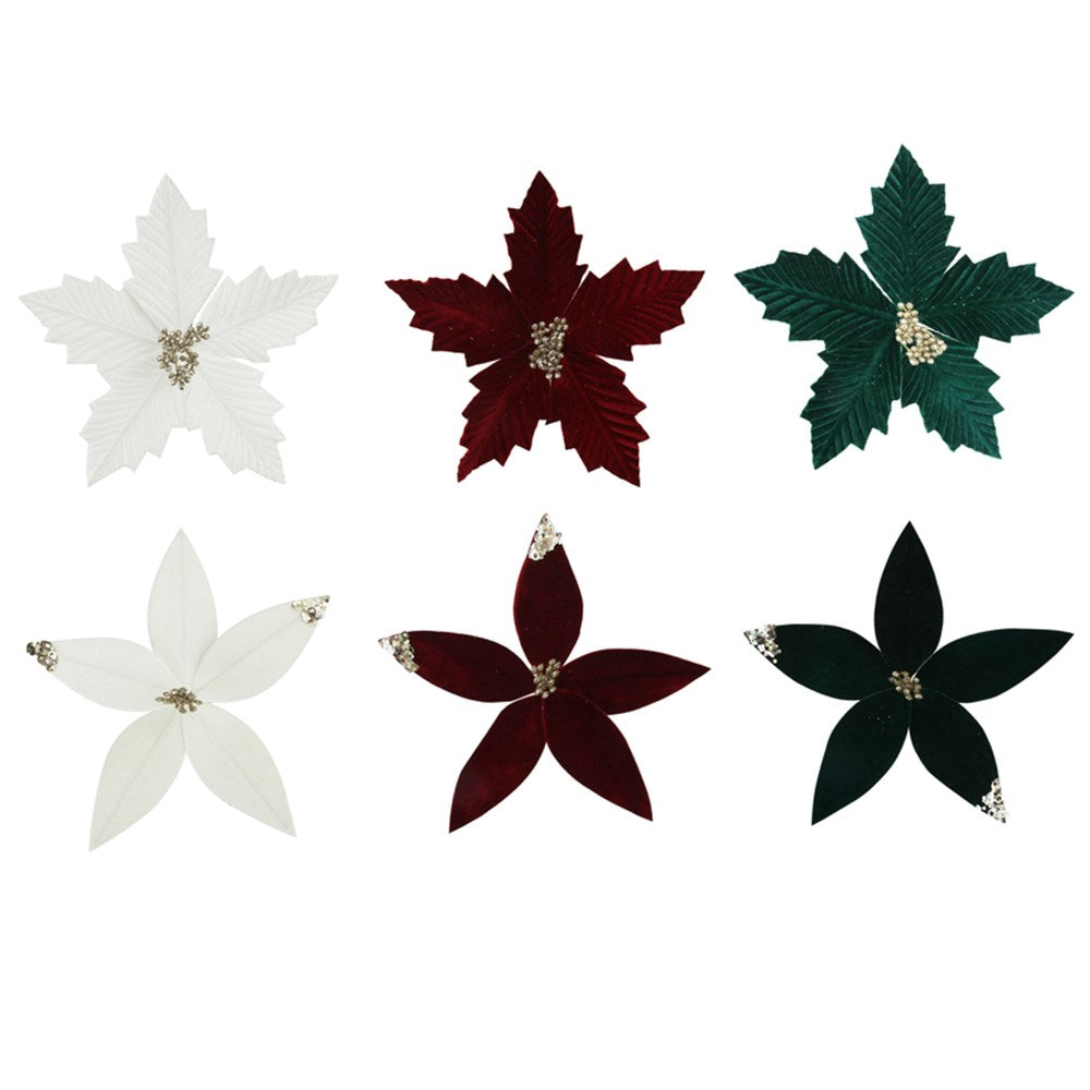 Hibiscus and Poinsettia Ivory, Emerald Green, Burgundy Assorted