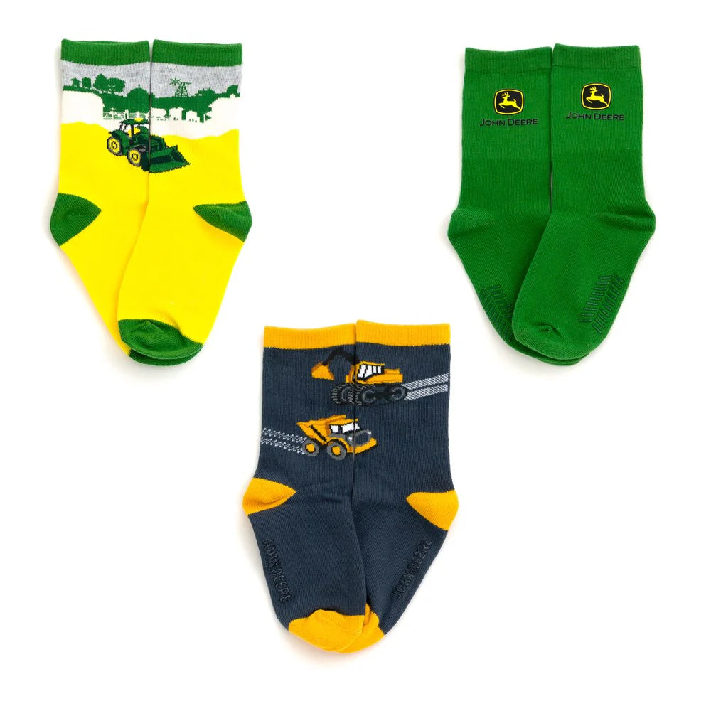 John Deere 3 Pack Crew Socks (2T-4T)