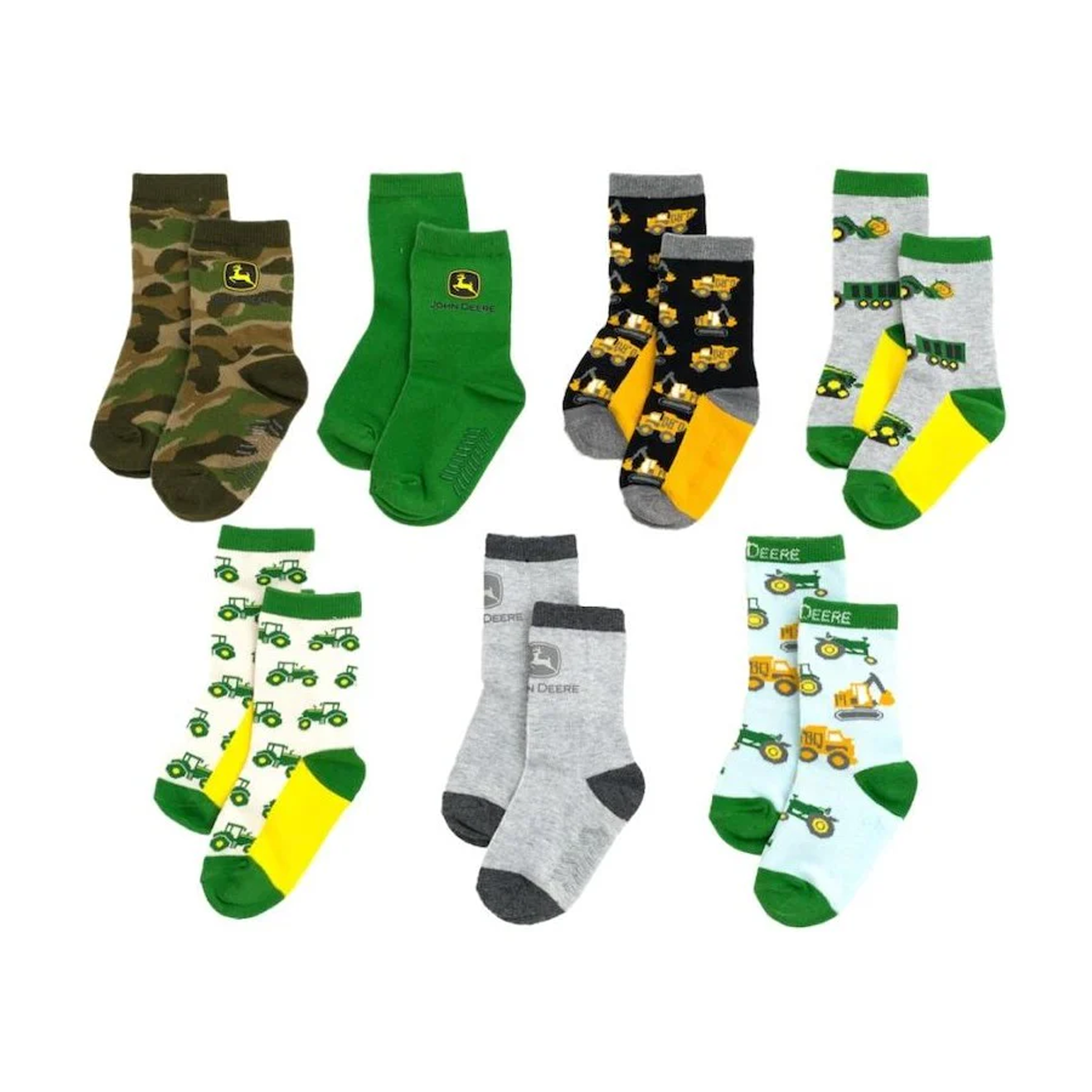 John Deere 7 Pack Crew Socks (2T-4T)