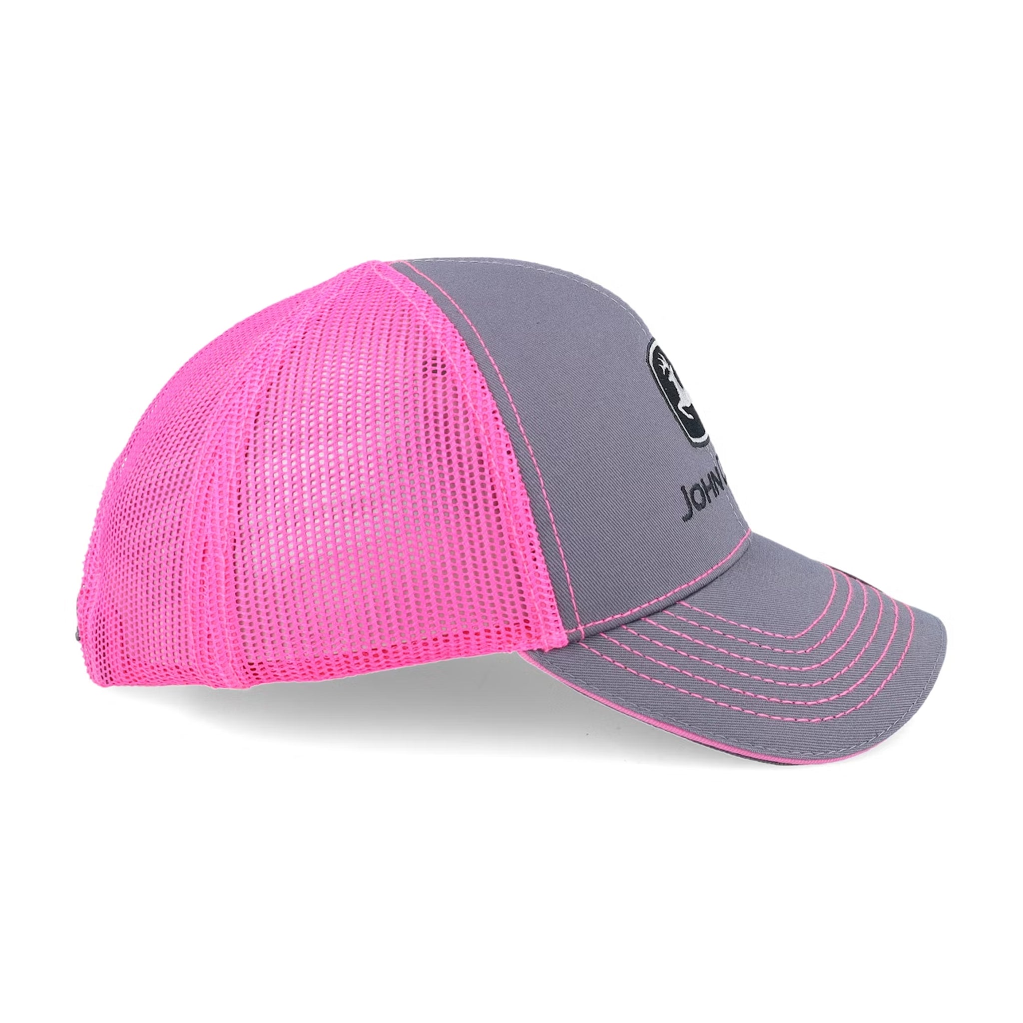 John Deere Kids & Adult Charcoal Cap with Neon Pink Mesh