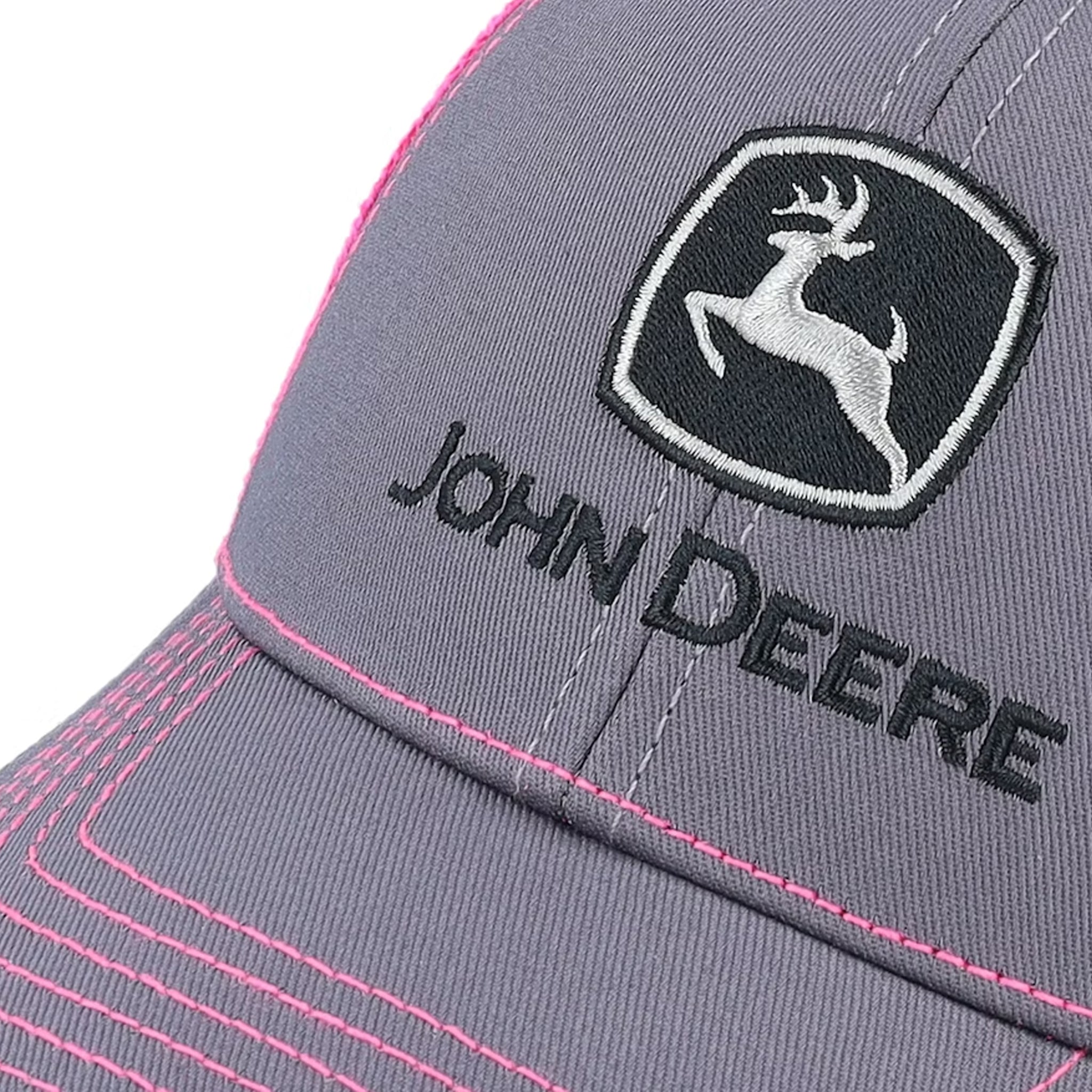 John Deere Kids & Adult Charcoal Cap with Neon Pink Mesh