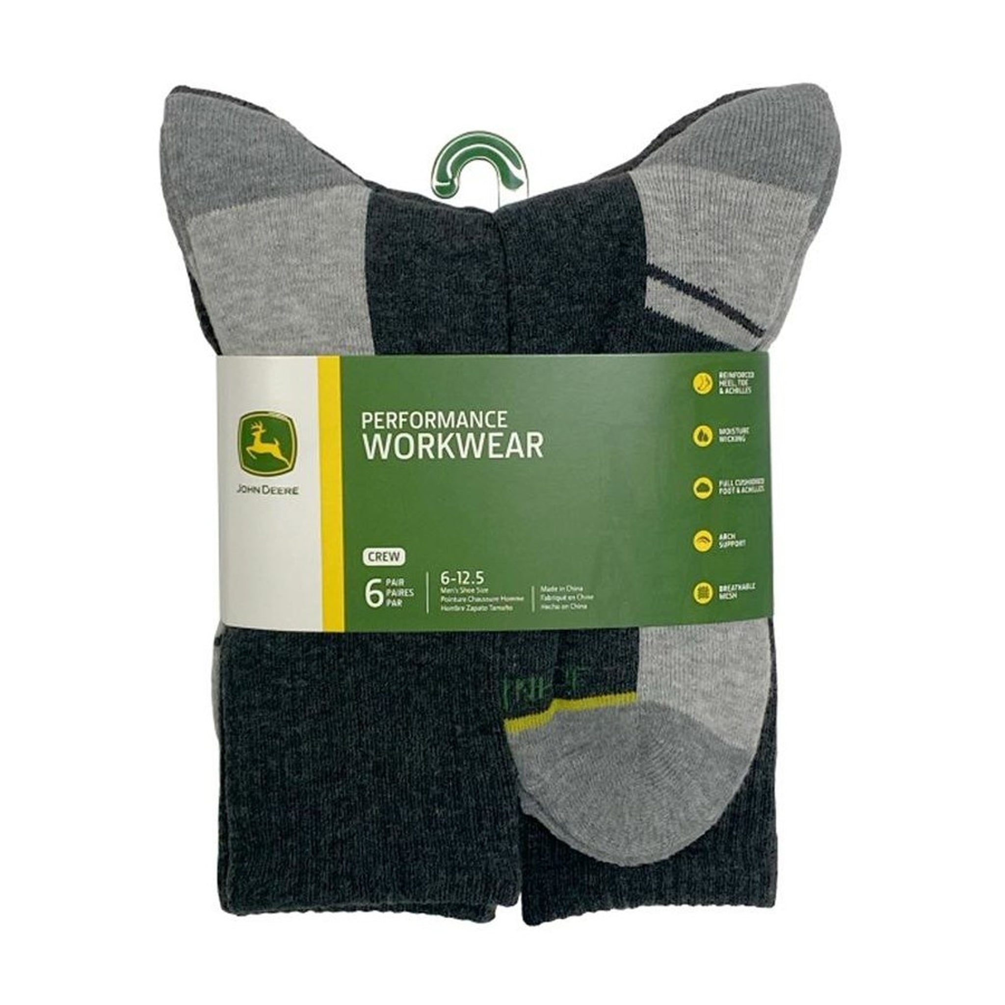 John Deere Performance Socks 6 Pack