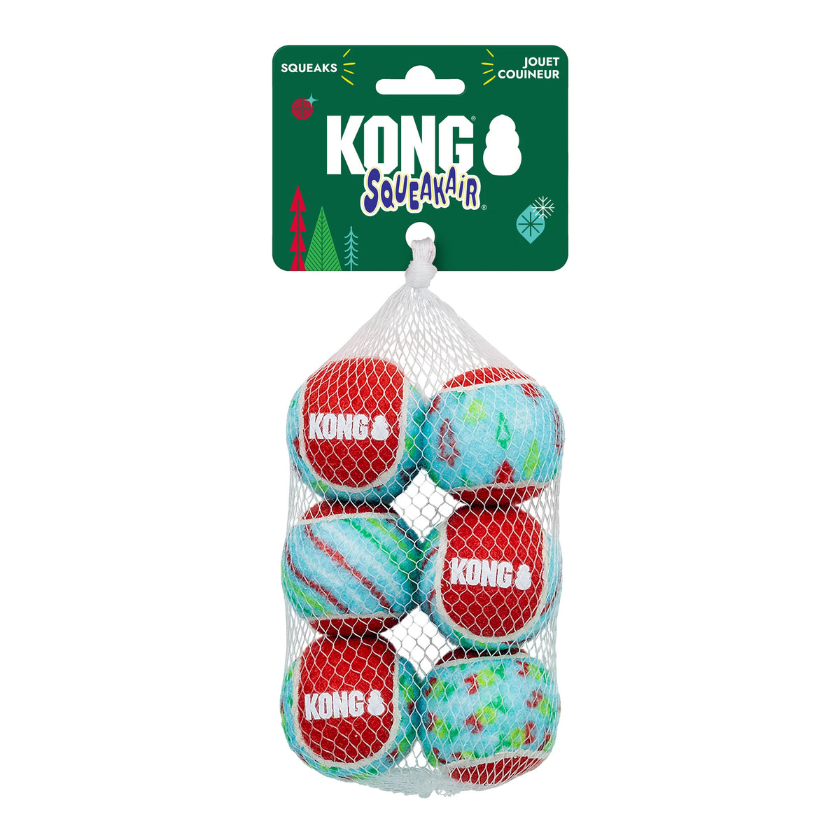 KONG Holiday Squeak Air Tennis Balls 6pk