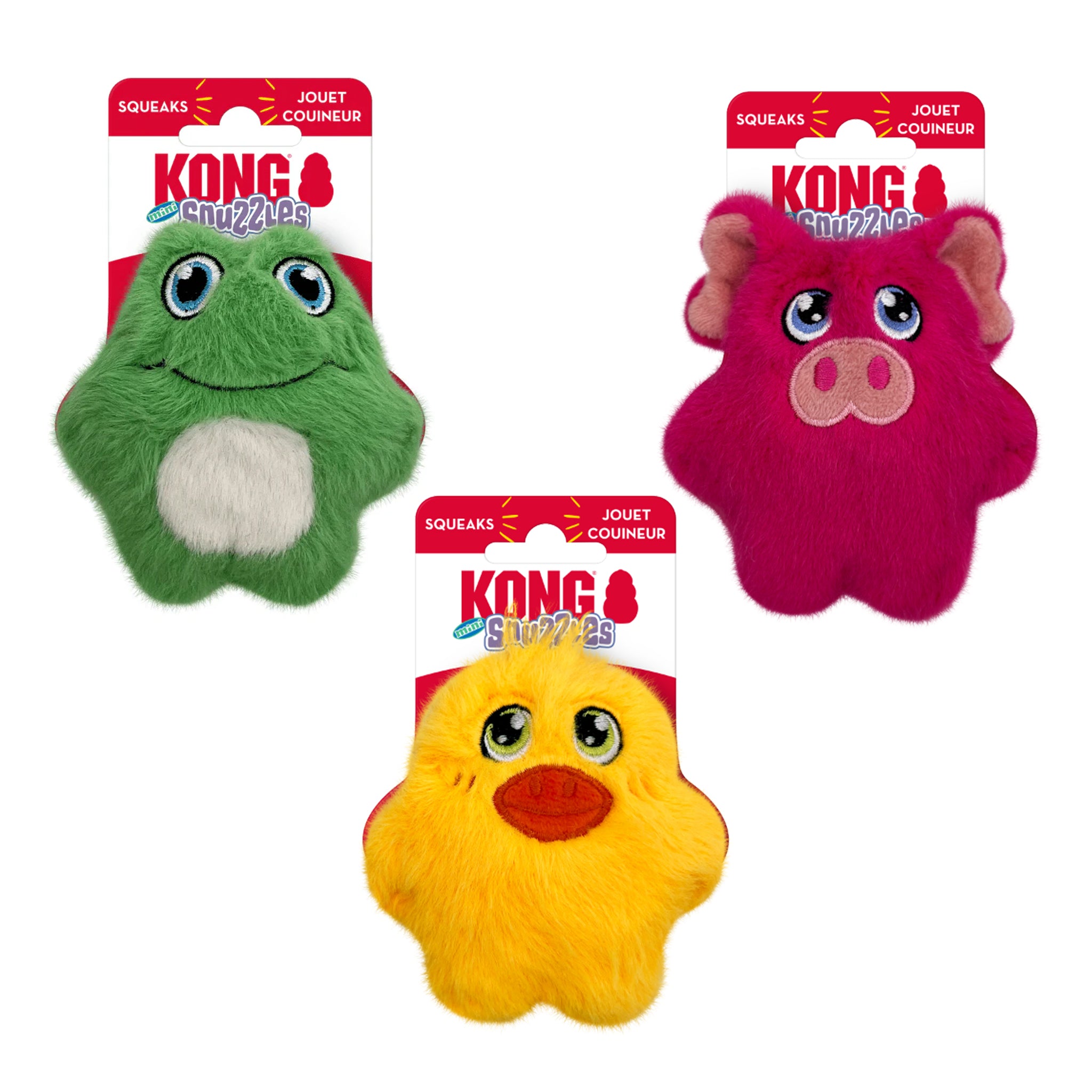 KONG Snuzzles Mini Plush Dog Toy – Pig, Duck & Frog
