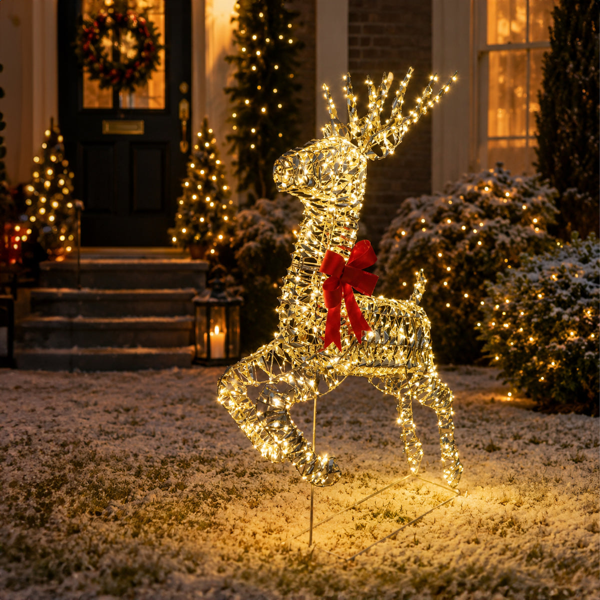 LED Metallic Twist Leaping Reindeer 100cm