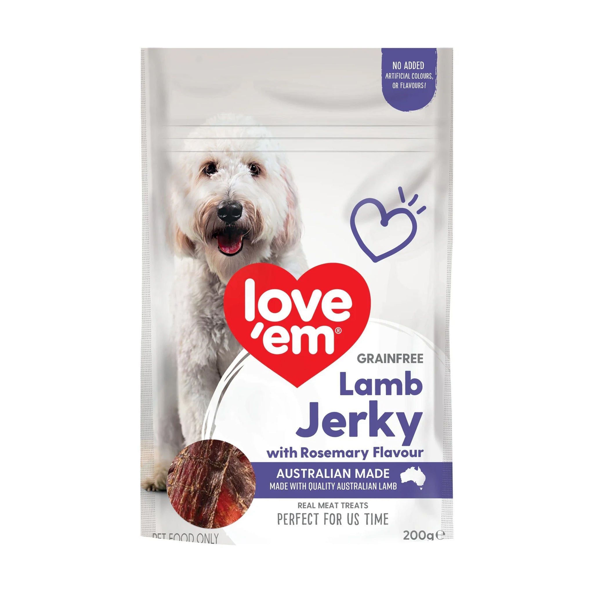 Love Em Lamb & Rosemary Jerky Dog Treats – Grain Free 200g