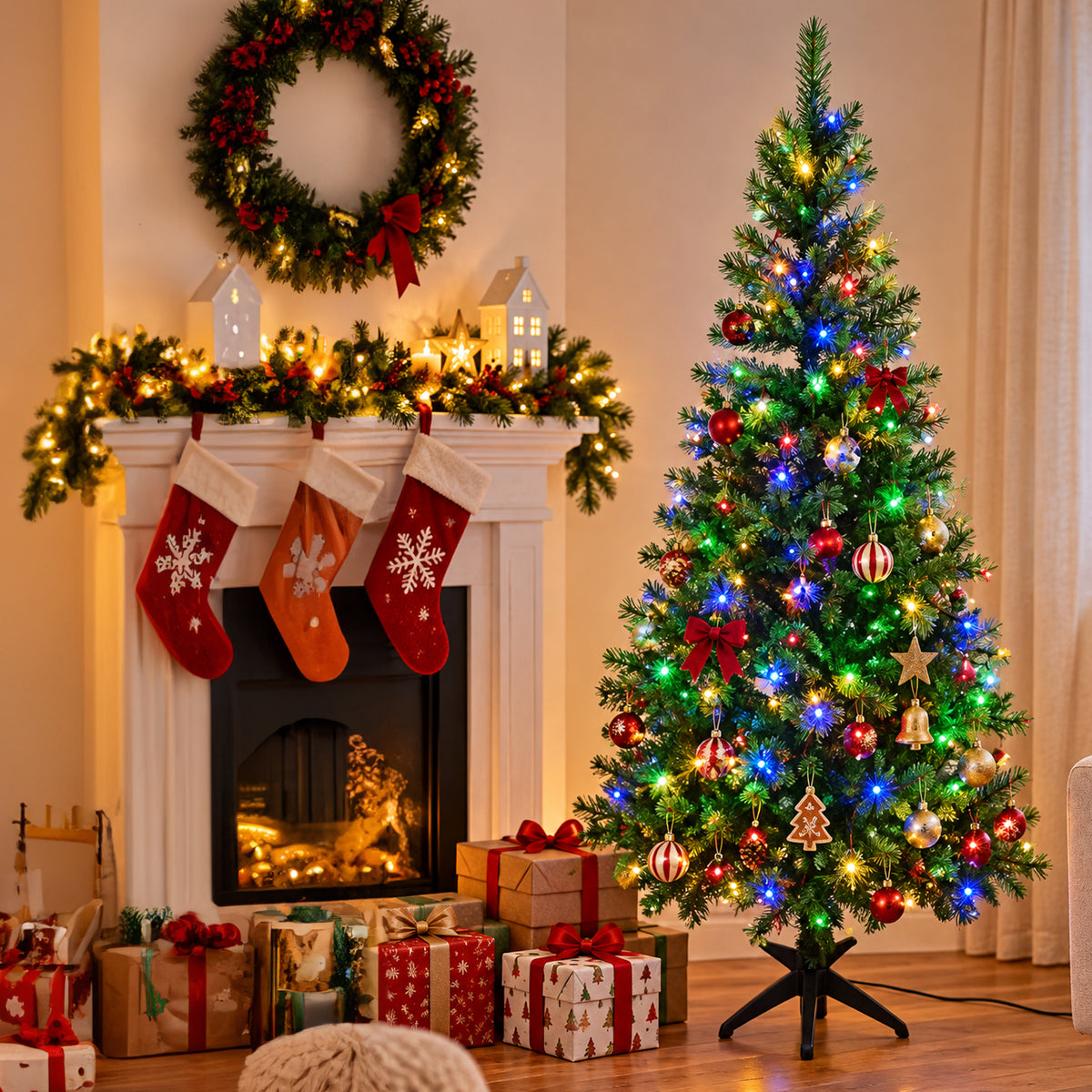 Pre Lit Green Christmas Tree 180cm 663 Tips