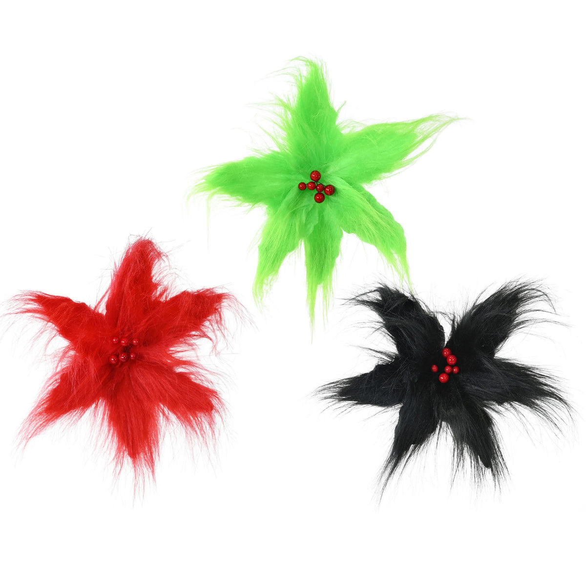 Mean Green Furry Flower Clip Assorted