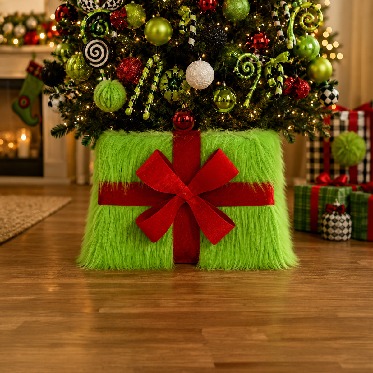 Mean Green Furry Foldable Tree Base