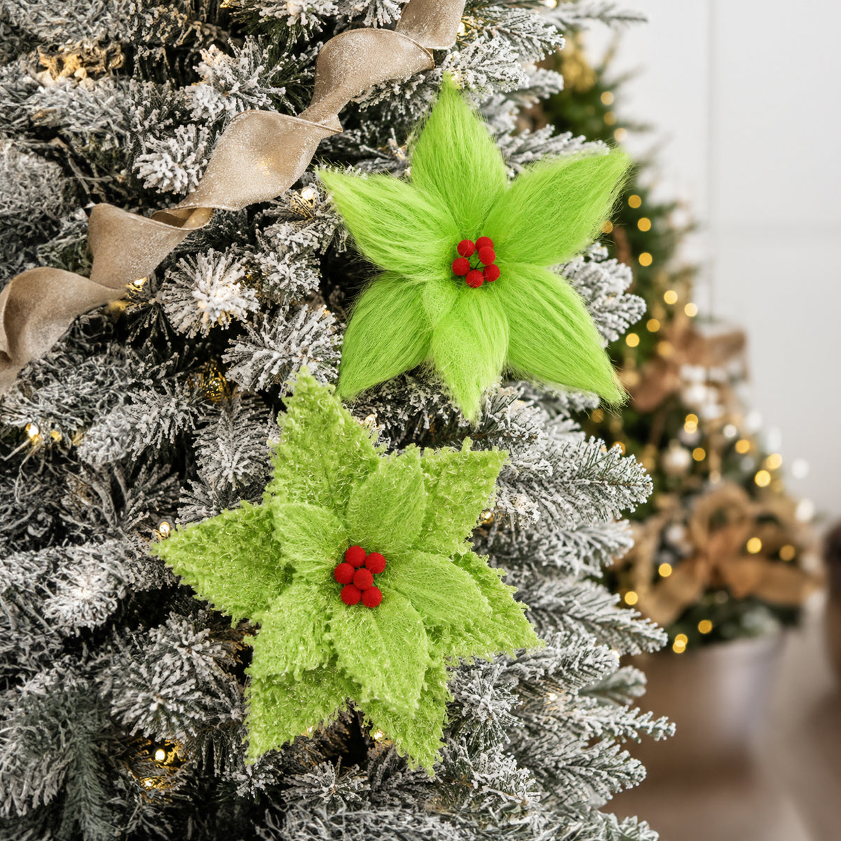 Mean Green Shaggy Flower Clip Assorted