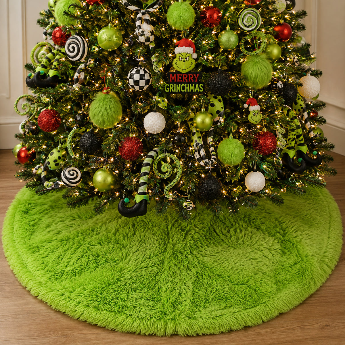 Mean Green Shaggy Tree Skirt 120cm
