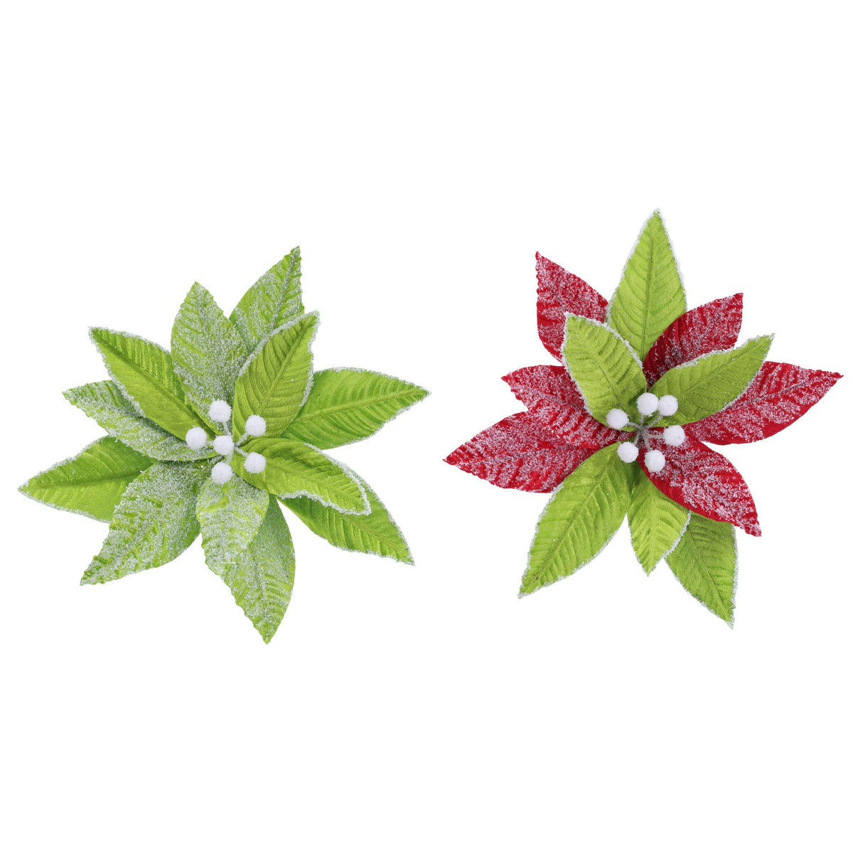 Mean Green Snowy Poinsettia Clip Assorted