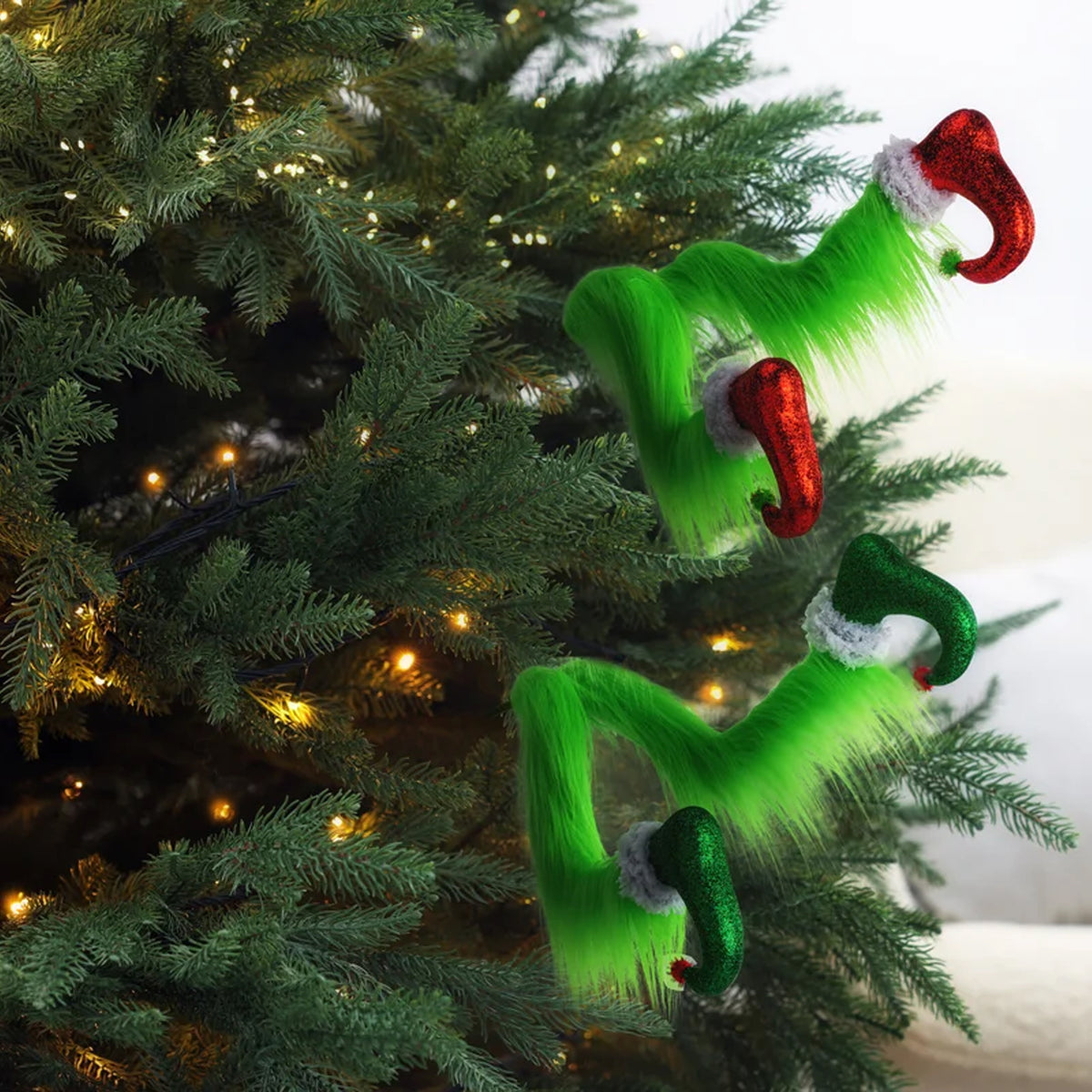 Mean Green Furry Elf Legs Pick 47cm Assorted