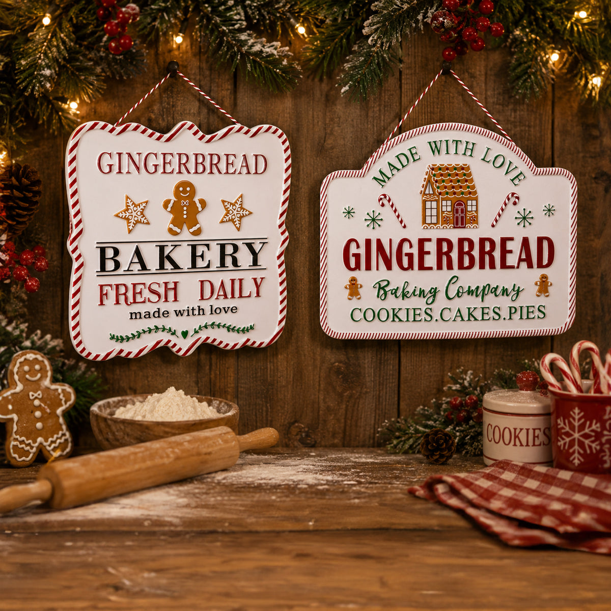 Metal Gingerbread Bakery Sign Assorted