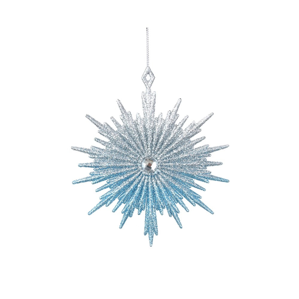 Ombre Cerulian Blue Glitter Starburst Tree Deco