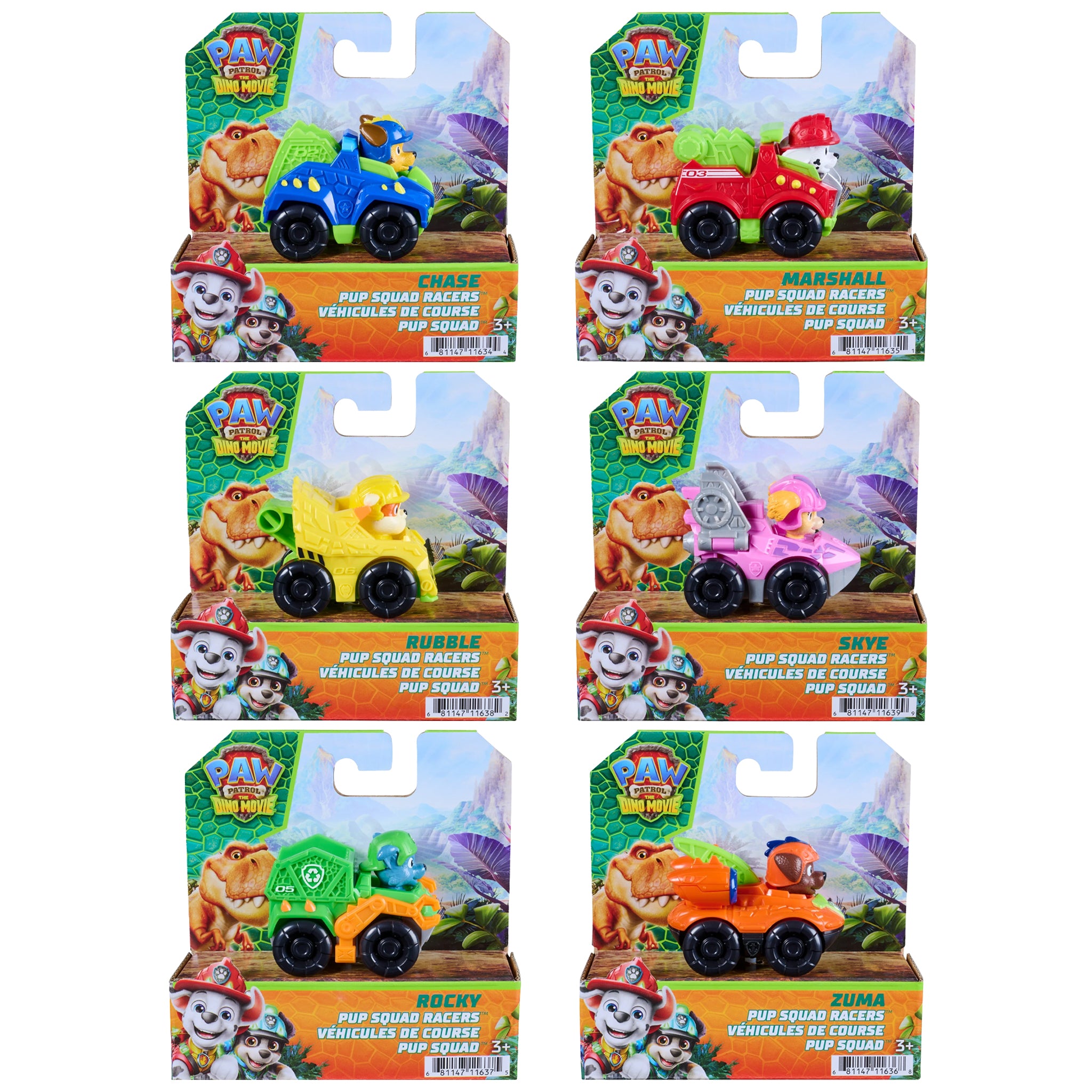 PAW Patrol The Dino Movie - Dino Pup Squad Racers Assorted