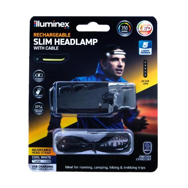 Illuminex Rechargeable COB LED Slim Headlamp IP54 Rated 250 Lumens xx