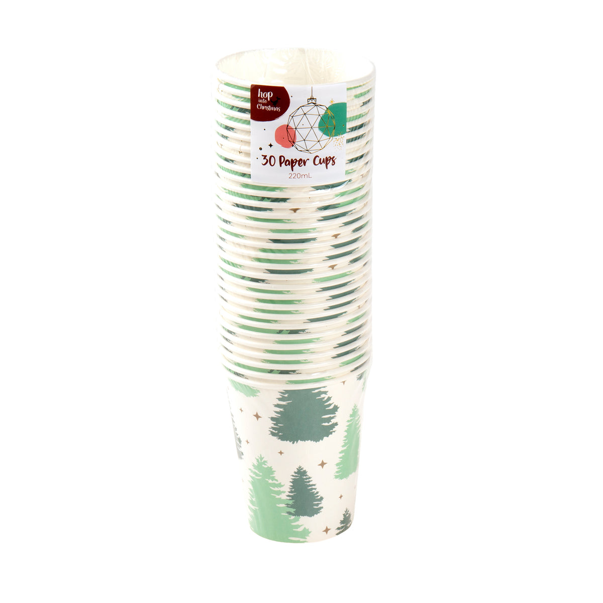 Paper Cups 220mL Xmas Printed 30pk