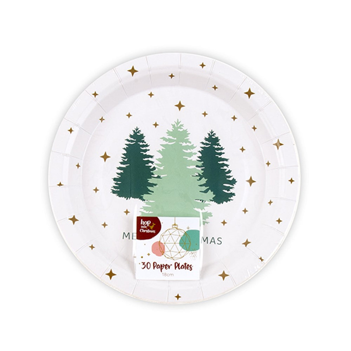 Christmas Printed Round Paper Plate 180mm 30pk