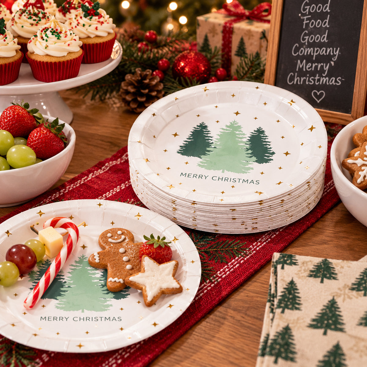 Christmas Printed Round Paper Plate 180mm 30pk