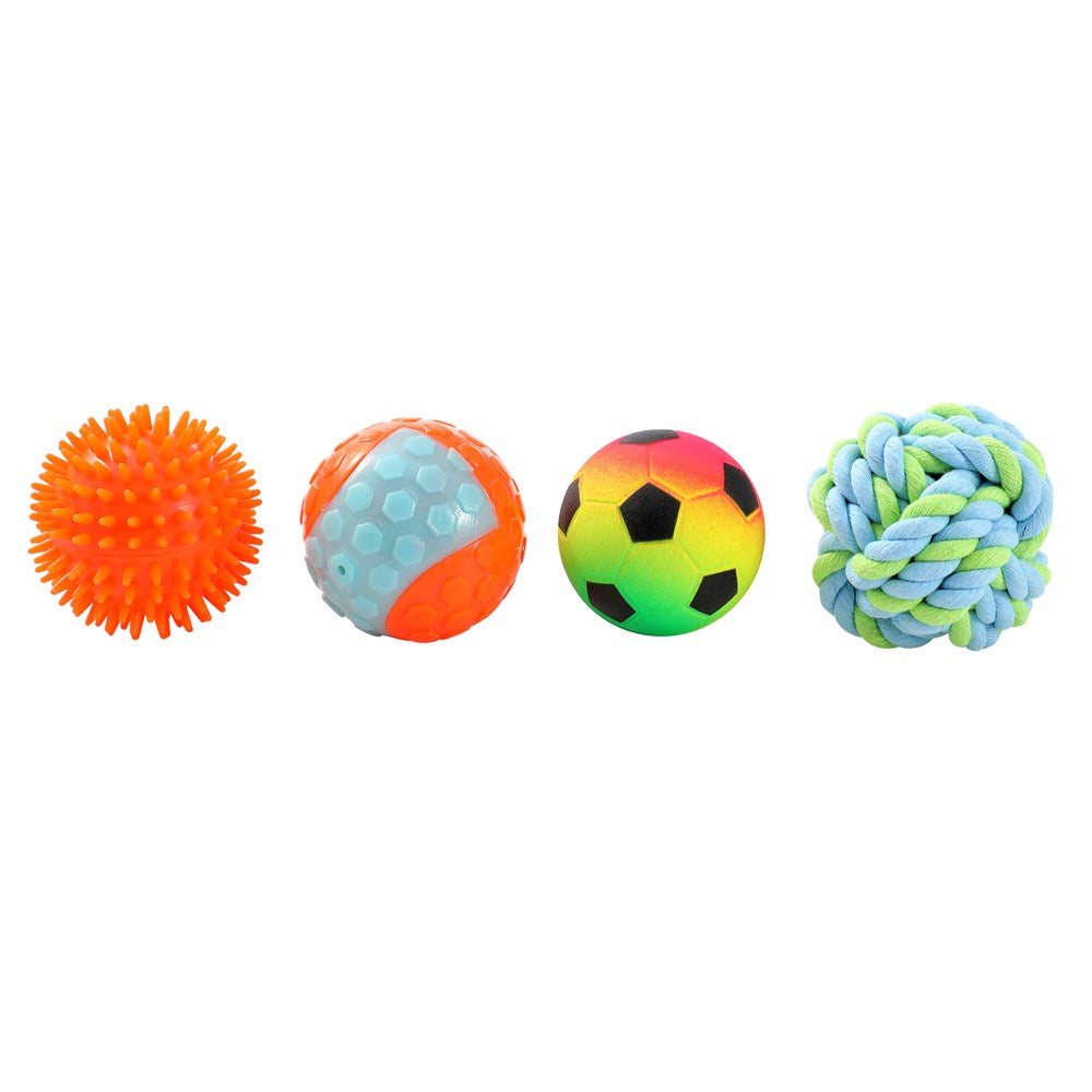 Dog Multi Ball Toy – 4 Pack